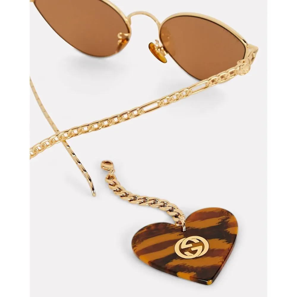 NWT Gucci GG0977S-002-57 Gold 57mm Sunglasses